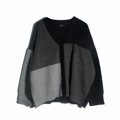 RASHAWL COLORBLOCK KNIT CARDIGAN BLACK - GRAY