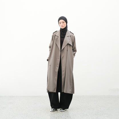 RASHAWL MATSUURA TRENCH COAT BACK PLEATS
