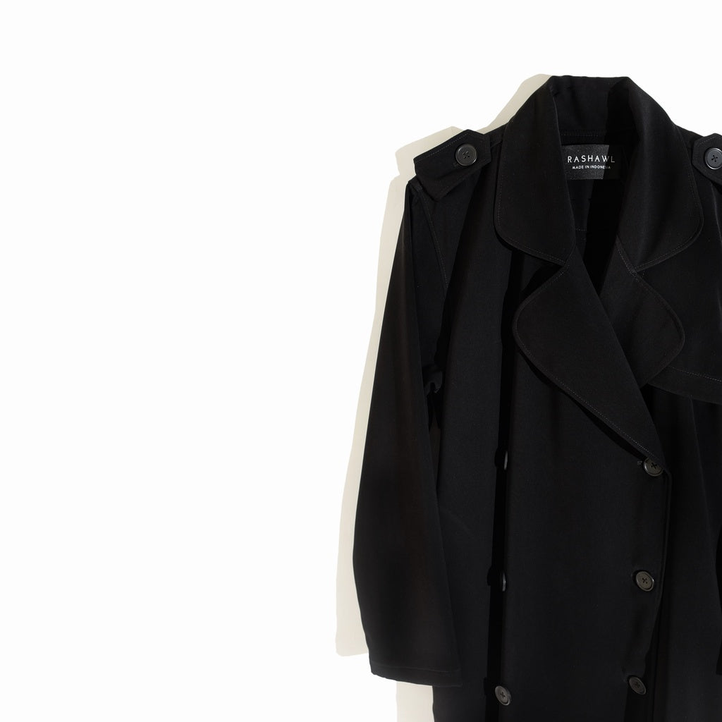 RASHAWL MATSUURA TRENCH COAT BACK PLEATS