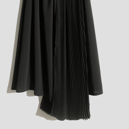 RASHAWL BUNDLING 5 (TALLINN SKIRT BLACK DAN MONOBE DADDY SHIRT WITH PLEATS BLACK)